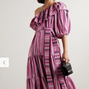 Lisa Marie Fernandez Arden One-Shoulder Striped Linen Maxi Dress | Never Worn-6